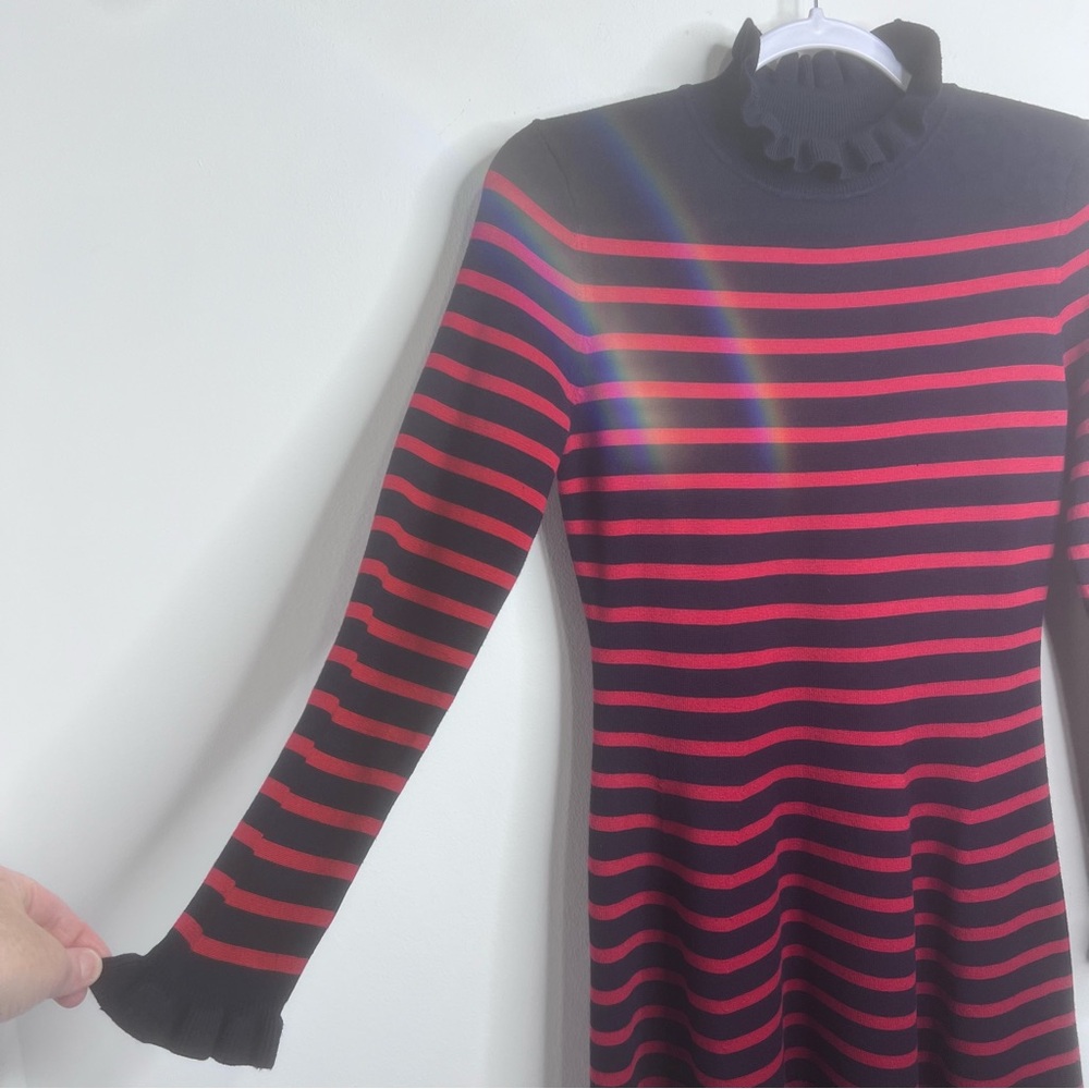 1901 Nordstrom French Striped Mock Neck Knit Dress Navy/Red Size S - Picture 5 of 16